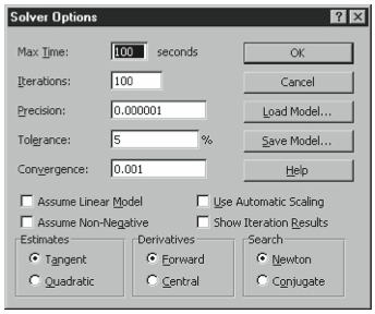 optimization models in excel solver examples