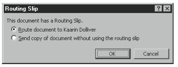 Figure 7-17. The Routing Slip dialog box you use to pass the workbook to the next recipient.