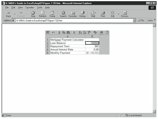 Figure 7-20. A web page with a simple interactive spreadsheet component.