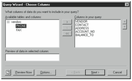 Figure 7-28. The Choose Columns dialog box.