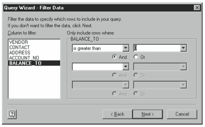 Figure 7-29. The Filter Data dialog box.