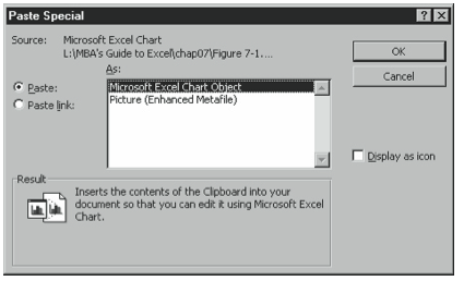 Figure 7-4. The Paste Special dialog box.
