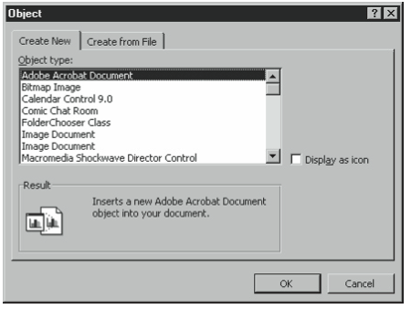 Figure 7-5. The Create New tab of the Object dialog box.