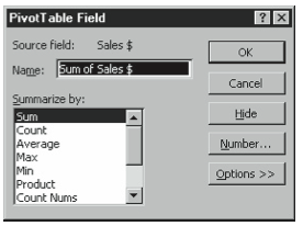 Figure 8-5. The PivotTable Field dialog box.