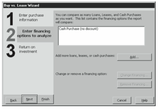 Figure 9-10. The second Buy Vs. Lease Wizard dialog box.