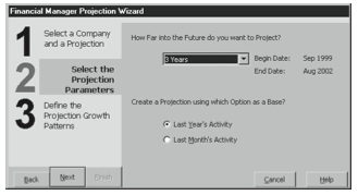 Figure 9-13. The second Financial Manager Projection Wizard dialog box.