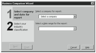 Figure 9-6. The first Business Comparison Wizard dialog box.