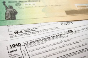 Form 1040 and a US Treasury check